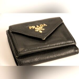 Prada Mini Black Vitello Leather Wallet